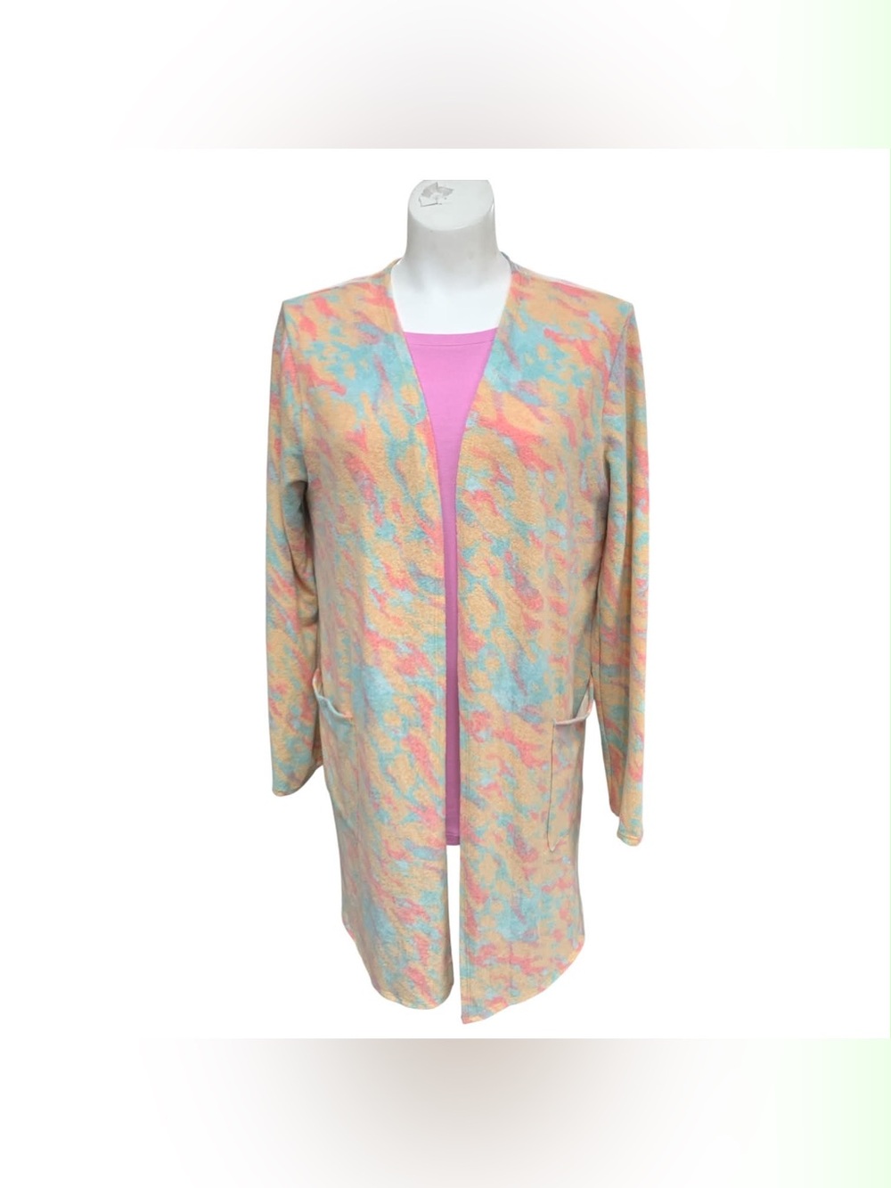 Hemish USA Pastel Multi-Color Open-Front Blazer Jacket Size L